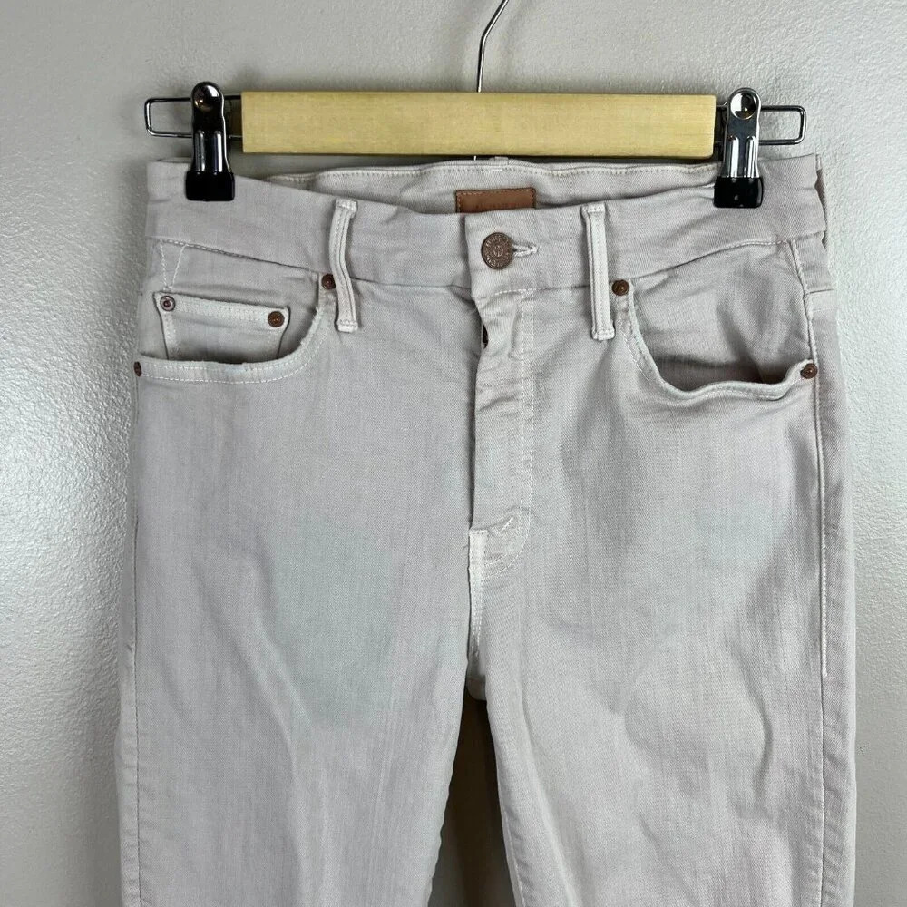 Mother Looker Dagger Lace Trim Ankle Skinny Jeans Size 26 Blush Pink High Waist - Picture 6 of 13